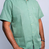 Camisa Manga Curta Verde Menta Microxadrez