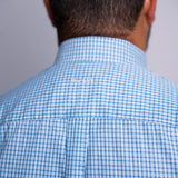 Camisa Manga Curta Azul Serenity Microxadrez