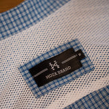 Camisa Manga Longa Azul Celeste Microxadrez