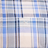 Camisa Manga Curta Xadrez Azul Céu e Cinza