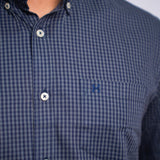 Camisa Manga Curta Azul Aço Microxadrez