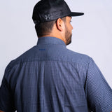 Camisa Manga Curta Azul Aço Microxadrez
