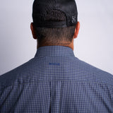 Camisa Manga Curta Azul Aço Microxadrez
