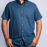 Camisa Manga Curta Azul Petróleo Microxadrez