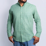 Camisa Manga Longa Verde Menta Microxadrez