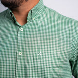 Camisa Manga Curta Verde Menta Microxadrez