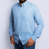 Camisa Manga Longa Azul Celeste Microxadrez
