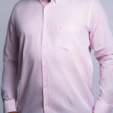 Camisa Manga Longa Rosa Claro Microxadrez