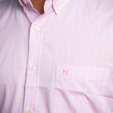 Camisa Manga Longa Rosa Claro Microxadrez