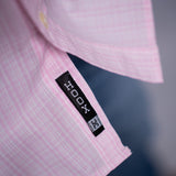 Camisa Manga Longa Rosa Claro Microxadrez