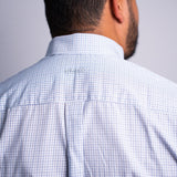 Camisa Manga Longa Azul Claro Microxadrez
