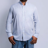 Camisa Manga Longa Azul Claro Microxadrez