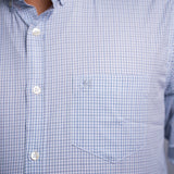 Camisa Manga Longa Azul Claro Microxadrez