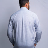 Camisa Manga Longa Azul Claro Microxadrez
