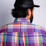 Camisa Manga Longa Roxo Multicolor Xadrez