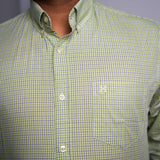 Camisa Manga Longa Verde Lima Suave Microxadrez