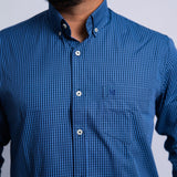 Camisa Manga Curta Azul Royal Microxadrez