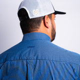 Camisa Manga Curta Azul Royal Microxadrez