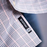 Camisa Manga Longa Microxadrez Azul e Off-White