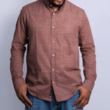 Camisa Manga Longa Xadrez bordô e marrom