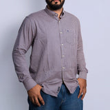 Camisa Manga Longa Marrom Café Microxadrez
