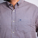 Camisa Manga Longa Marrom Café Microxadrez