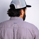 Camisa Manga Longa Marrom Café Microxadrez